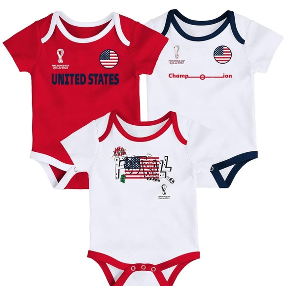 "Outerstuff FIFA World Cup 3-Piece Onesie Set - 0/3 Months" - Picture 1 of 4